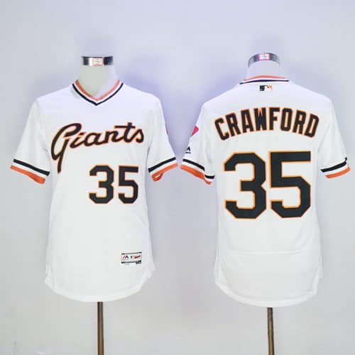Giants #35 Brandon Crawford White Flexbase Authentic Collection Cooperstown Stitched Jersey
