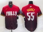 Philadelphia Phillies #55 Ranger Su¨¢rez Red 2024 City Connect Limited Stitched Jersey