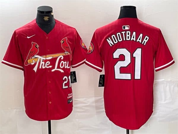 St. Louis Cardinals #21 Lars Nootbaar Red 2024 City Connect Stitched Jersey
