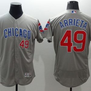 Cubs #49 Jake Arrieta Grey Flexbase Authentic Collection Road Stitched Jersey