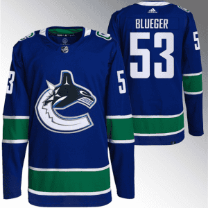 Vancouver Canucks #53 Teddy Blueger Blue Retro Stitched Jersey