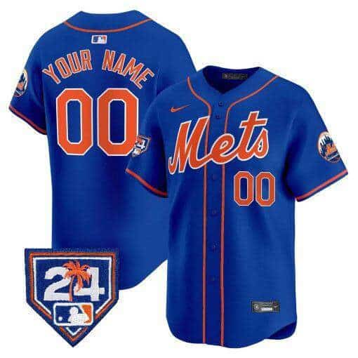 New York Mets Cutsom Royal 2024 Spring Training V2 Limited Stitched Jersey