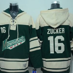 Wild #16 Jason Zucker Green Sawyer Hooded Sweatshirt Stitched Jersey