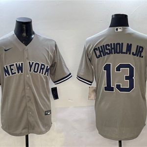 New York Yankees #13 Jazz Chisholm Jr. Gray Cool Base Stitched Jersey