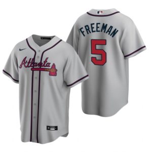 Atlanta Braves #5 Freddie Freeman Gray Cool Base Stitched Jersey