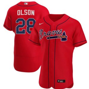 Atlanta Braves #28 Matt Olson Red Flex Base Stitched Baseball Jersey