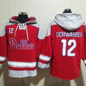 Philadelphia Phillies #12 Kyle Schwarber Red Ageless Must-Have Lace-Up Pullover Hoodie