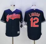 Indians #12 Francisco Lindor Navy Blue New Cool Base Stitched Jersey