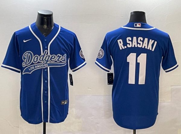 Los Angeles Dodgers Custom Royal With Patch Cool Base Stitched Jersey