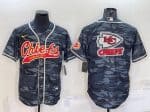 Kansas City Chiefs Blank Gray Camo Team Big Logo With Patch Cool Base Stitched Baseball Jersey
