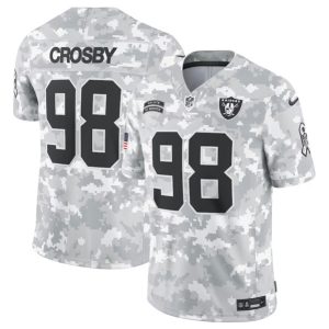 Las Vegas Raiders #98 Maxx Crosby Arctic Camo 2024 F.U.S.E. Salute To Service Limited Stitched Jersey