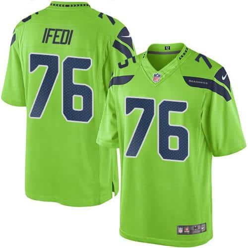 Seahawks #76 Germain Ifedi Green Stitched Limited Rush Nike Jersey