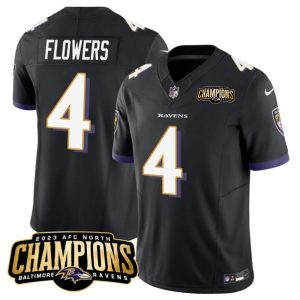 Baltimore Ravens #4 Zay Flowers Black 2023 F.U.S.E. AFC North Champions Vapor Limited Jersey