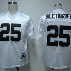 Mitchell Ness Raiders #25 Fred Biletnikoff White Stitched Throwback Jersey