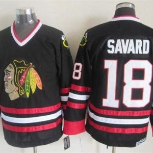 Blackhawks #18 Denis Savard Black CCM Throwback Stitched Jersey
