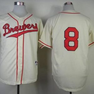 Brewers #8 Ryan Braun Cream 1948 Turn Back The Clock Stitched Jersey