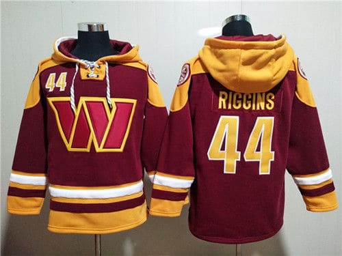 Washington Commanders #44 John Riggins Burgundy Lace-Up Pullover Hoodie