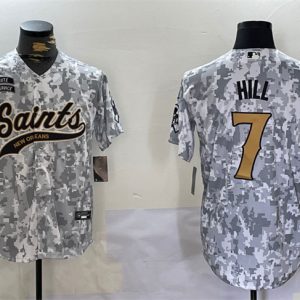 New Orleans Saints #7 Taysom Hill 2024 Arctic Camo Salute To Service Stitched Jersey