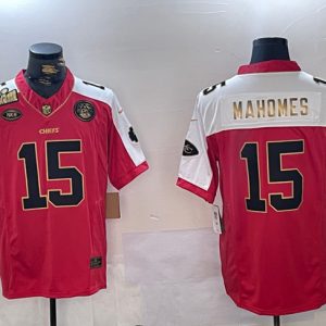 Kansas City Chiefs #15 Patrick Mahomes Red With Gold Super Bowl LVIII Patch Limited Stitched Jersey