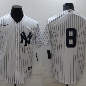 New York Yankees #8 Yogi Berra White Cool Base Stitched Baseball Jersey
