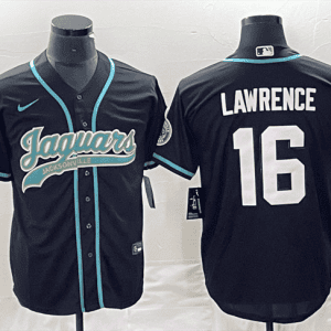 Jacksonville Jaguars #16 Trevor Lawrence Black With Patch Cool Base Stitched Jersey
