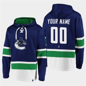 Vancouver Canucks Custom Blue All Stitched Sweatshirt Hoodie