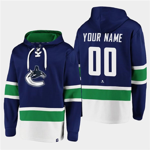 Vancouver Canucks Custom Blue All Stitched Sweatshirt Hoodie