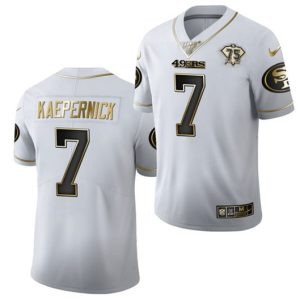 San Francisco 49ers #7 Colin Kaepernick White Gold 75th Anniversary Stitched Jersey