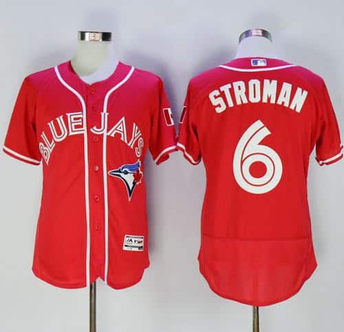 Blue Jays #6 Marcus Stroman Red Flexbase Authentic Collection Canada Day Stitched Jersey