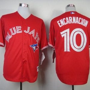 Blue Jays #10 Edwin Encarnacion Red Canada Day Stitched Jersey