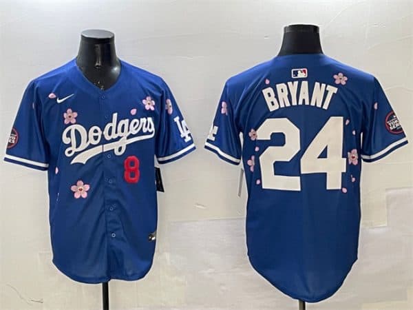 Los Angeles Dodgers Front #8 Back #24 Kobe Bryant Royal 2025 Tokyo Series Limited Stitched Jersey