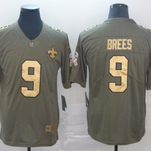 New Orleans Saints #9 Drew Brees Camo Salute To Service Stitched Gold Jersey