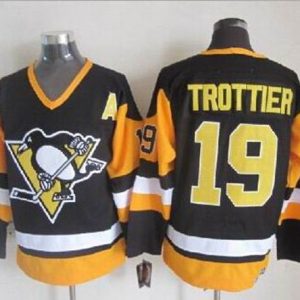 Penguins #19 Bryan Trottier Black CCM Throwback Stitched Jersey