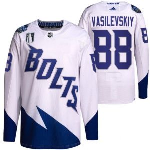 Tampa Bay Lightning #88 Andrei Vasilevskiy 2022 White Stanley Cup Final Patch Breakaway Stitched Jersey