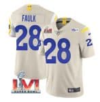 Los Angeles Rams #28 Marshall Faulk Bone 2022 Super Bowl LVI Vapor Limited Stitched Jersey