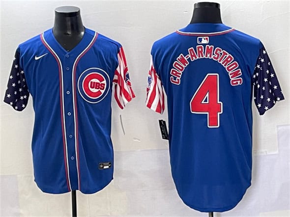 Chicago Cubs #4 Pete Crow-Armstrong Royal 2025 Independence Day Vapor Premier Limited Stitched Jersey