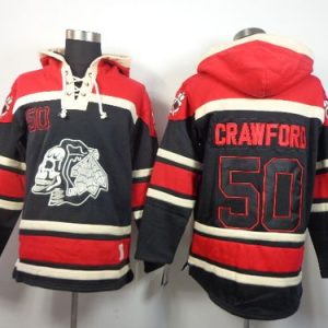 Blackhawks #50 Corey Crawford Black Sawyer Hooded Sweatshirt Stitched Jersey