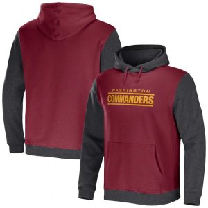 Washington Commanders X Darius Rucker Collection Burgundy Charcoal Colorblock Pullover Hoodie