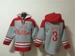 Philadelphia Phillies #3 Bryce Harper Grey Red Ageless Must-Have Lace-Up Pullover Hoodie