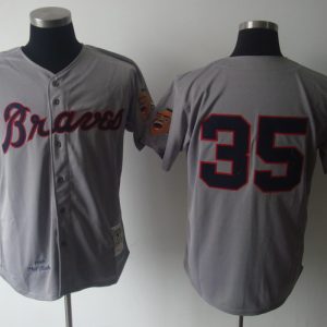 Mitchell And Ness 1969 Braves #35 Phil Niekro Grey Stitched Jersey