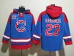 Chicago Cubs #23 Ryne Sandberg Royal Red Ageless Must-Have Lace-Up Pullover Hoodie