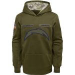 Youth Los Angeles Chargers Olive Salute To Service Pullover Performance NFL Hoodie
