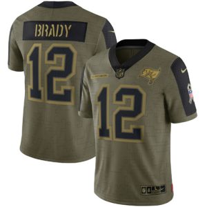 Tampa Bay Buccaneers #12 Tom Brady 2021 Olive Salute To Service Limited Stitched Jersey