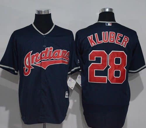 Indians #28 Corey Kluber Navy Blue New Cool Base Stitched Jersey