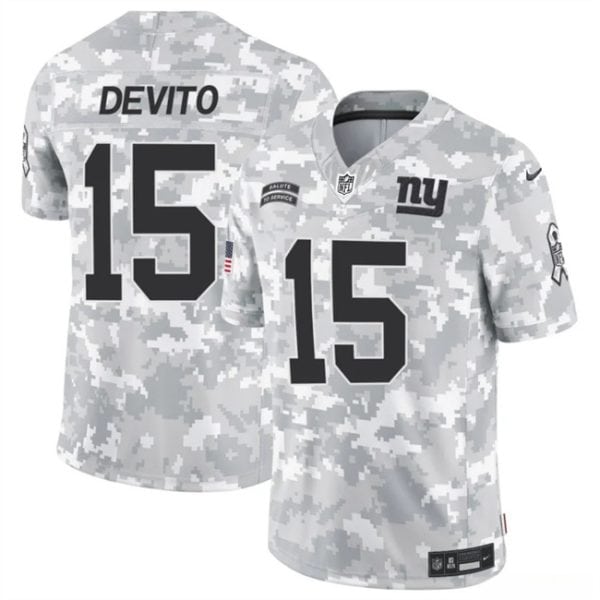 New York Giants #15 Tommy DeVito 2024 F.U.S.E. Arctic Camo Salute To Service Limited Stitched Jersey
