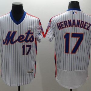 Mets #17 Keith Hernandez White(Blue Strip) Flexbase Authentic Collection Alternate Stitched Jersey