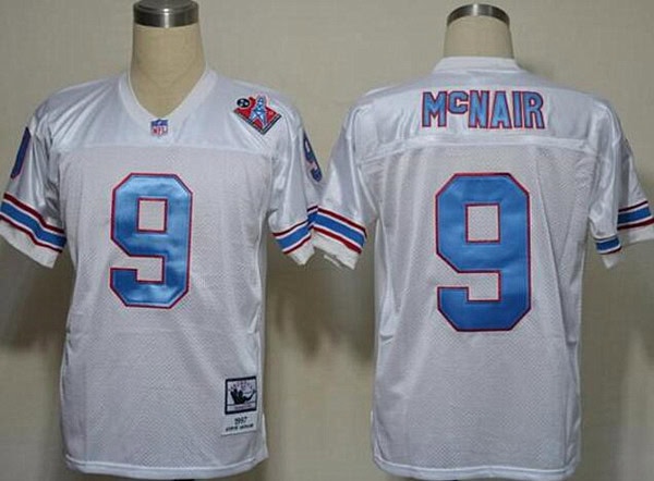 Mitchell And Ness Oilers #9 Steve McNair White Throwback Stitched Jersey