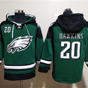 Philadelphia Eagles #20 Brian Dawkins Green Lace-Up Pullover Hoodie