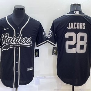 Las Vegas Raiders #28 Josh Jacobs Black Cool Base Stitched Baseball Jersey