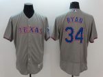 Rangers #34 Nolan Ryan Grey Flexbase Authentic Collection Stitched Jersey